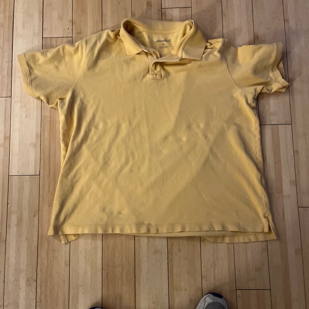 Eddie Bauer Men's  X-Large Collared 100% Cotton Mustard Yellow Polo shirt